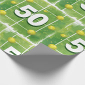 Tennis 50th Birthday with balls on the court ラッピングペーパー (角)
