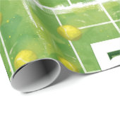 Tennis 50th Birthday with balls on the court ラッピングペーパー (ロールコーナー)