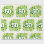Tennis 50th Birthday with balls on the court ラッピングペーパー (フラット)