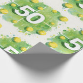 Tennis 50th Birthday with balls on the court ラッピングペーパー (角)