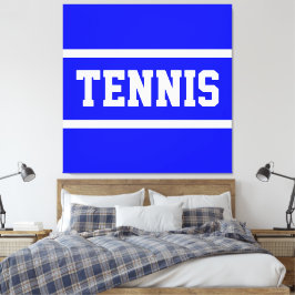 TENNIS Athletic Bright Blue White Stripes キャンバスプリント