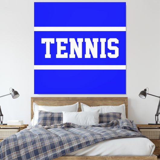 TENNIS Athletic Bright Blue White Stripes キャンバスプリント (インサイチュ (寝室))