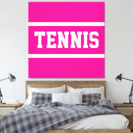 TENNIS Athletic Bright Pretty Pink White Stripes キャンバスプリント