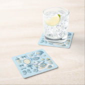 Tennis Baby Shower for Baby Boy Blue themed スクエアペーパーコースター (インサイチュ)