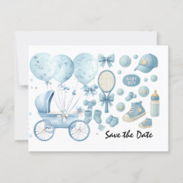 Tennis Baby Shower for Baby Boy Blue themed ポストカード