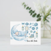 Tennis Baby Shower for Baby Boy Blue themed ポストカード (スタンド正面)