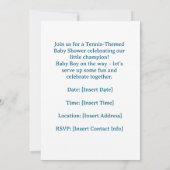 Tennis Baby Shower for Baby Boy Blue themed 招待状 (裏面)