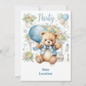 Tennis Baby Shower for Baby Boy Blue themed 招待状 (正面)