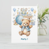 Tennis Baby Shower for Baby Boy Blue themed 招待状 (スタンド正面)