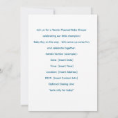 Tennis Baby Shower for Baby Boy Blue themed 招待状 (裏面)