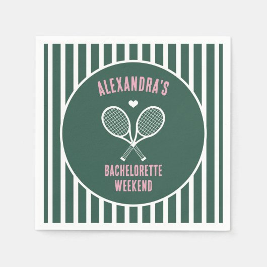 Tennis Bachelorette party preppy green スタンダードカクテルナプキン (正面)