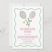 Tennis Bachelorette party preppy plaid pink green 招待状 (正面)