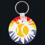 Tennis ball キーホルダー<br><div class="desc">Tennis ball round button keychain. Custom sports key chain for player,  fan and coach. Cute kids Birthday party favor for boy and girl.</div>