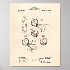 Tennis Ball 1914 Patent Art Old Peper ポスター