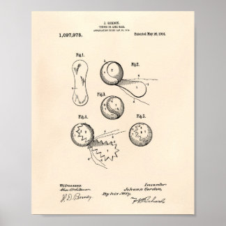 Tennis Ball 1914 Patent Art Old Peper ポスター