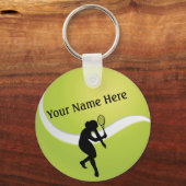 Tennis Ball and Female Player Silhouette キーホルダー (正面)