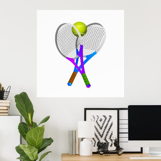 Tennis Ball and Rackets ポスター (ホームオフィス)
