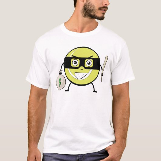 Tennis Ball Bandit - Funny Character Illustration Tシャツ (正面)