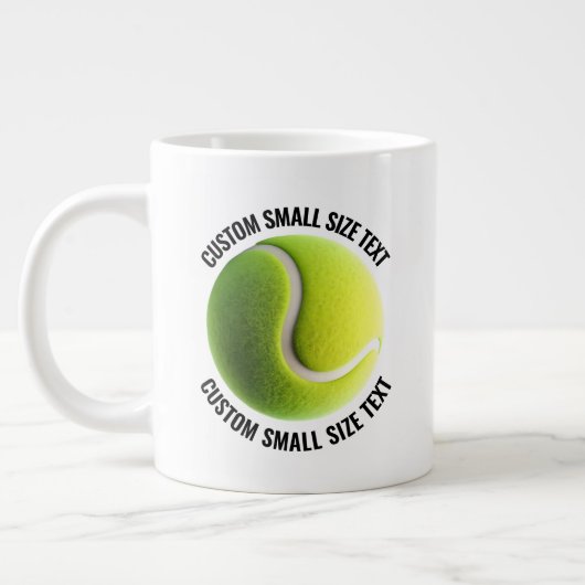 Tennis Ball Custom Personalized Small Size Text ジャンボコーヒーマグカップ (左)