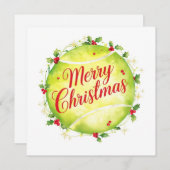 Tennis Ball Merry Christmas Holiday  シーズンカード (正面/裏面)