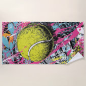 Tennis Ball Pop Art Splash Illustration ビーチタオル (正面)