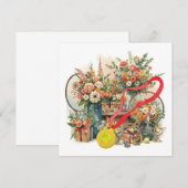 Tennis ball with flowers from tennis player  サンキューカード (正面/裏面)