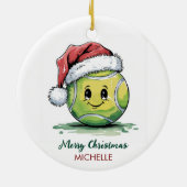 Tennis Ball with Santa Hat Custom Christmas セラミックオーナメント (裏面)