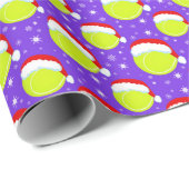 Tennis Balls Wear Santa's Hat & Snowflakes Purple ラッピングペーパー (ロールコーナー)