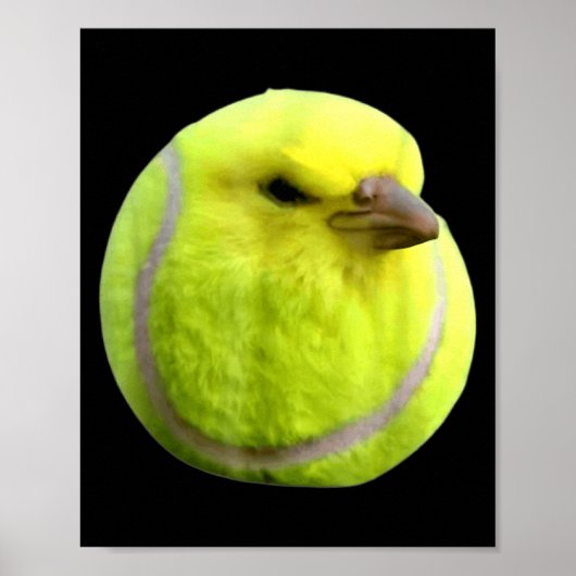 Tennis Bird Meme Round Budgie Tennis Ball ポスター (正面)