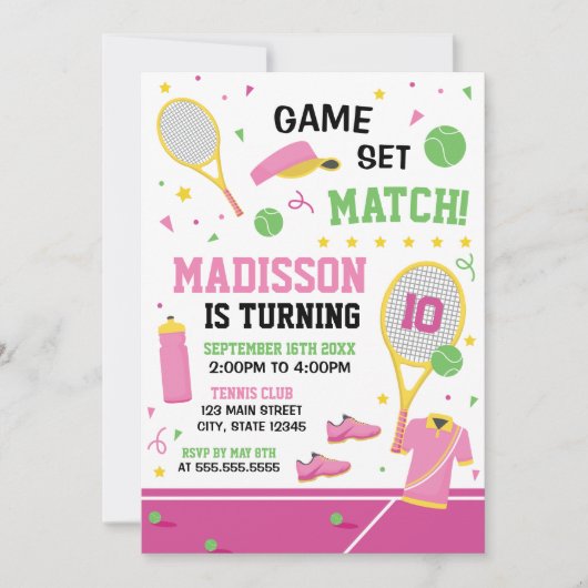 TENNIS Birthday girl Invitation 招待状 (正面)