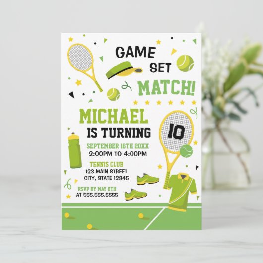 TENNIS Birthday Invitation 招待状 (スタンド正面)