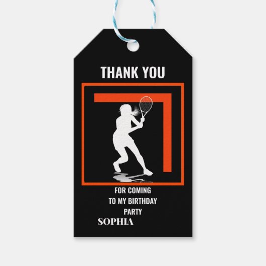 Tennis Birthday, Tennis Girl Player  ギフトタグ (正面)