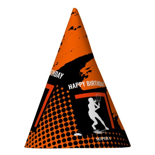 Tennis Birthday, Tennis Girl Player  パーティーハット (右)