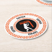 Tennis Birthday, Tennis Girl Player  ラウンドペーパーコースター (アングル)