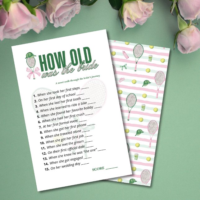 Tennis Bridal Shower Game How Old Was the Bride  (クリエイターアップロード済み)