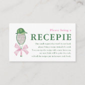 Tennis Bridal Shower Recipe Enclosure Card Insert エンクロージャーカード (正面)