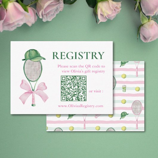 Tennis Bridal Shower Registry QR Code  エンクロージャーカード