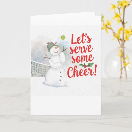 Tennis Christmas  Festive Snowman  カード (黄色い花)