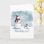 Tennis Christmas  Festive Snowman  カード (黄色い花)