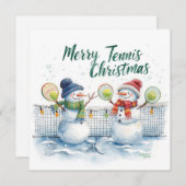 Tennis Christmas  Festive Snowman  シーズンカード (正面/裏面)