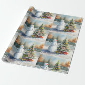 Tennis Christmas  Festive Snowman  ラッピングペーパー (アンロールド)