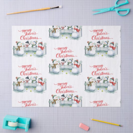 Tennis Christmas  Festive Snowman  薄葉紙 (クラフト)