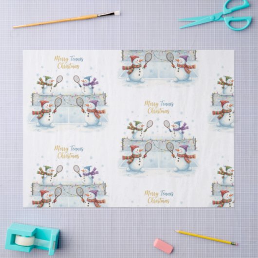 Tennis Christmas  Festive Snowman  薄葉紙 (クラフト)