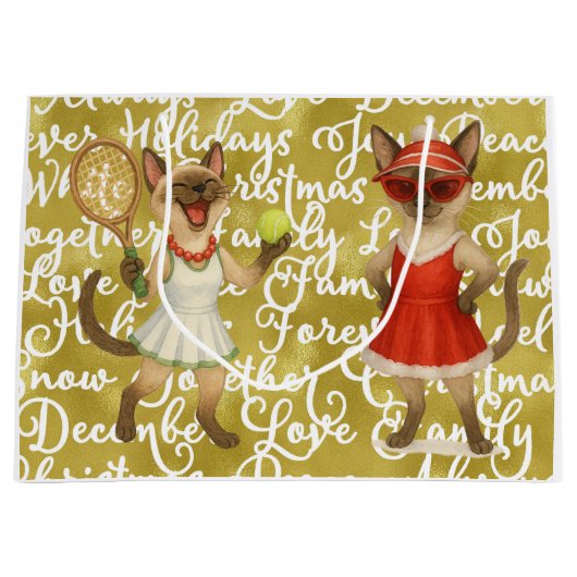 Tennis Christmas Mug Cat Lovers  ラージペーパーバッグ (正面)