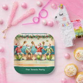 Tennis Christmas Summer with Santa Claus at beach  ペーパープレート (パーティー)