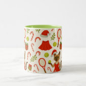 Tennis Christmas themed fir Siamese cat Lovers ツートーンマグカップ (中央)