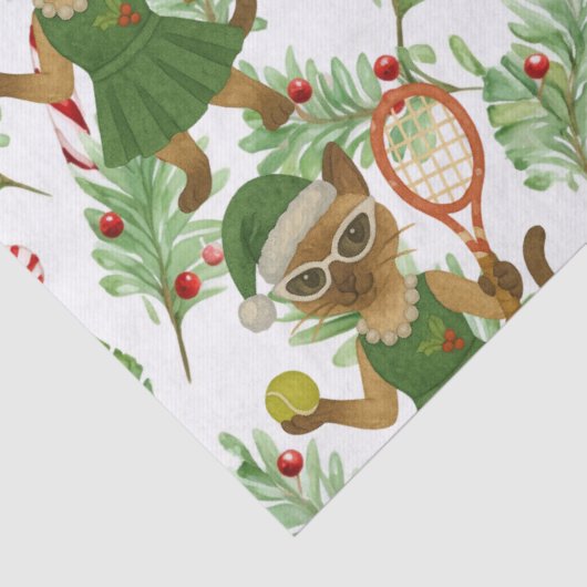 Tennis Christmas themed fir Siamese cat Lovers 薄葉紙 (詳細)