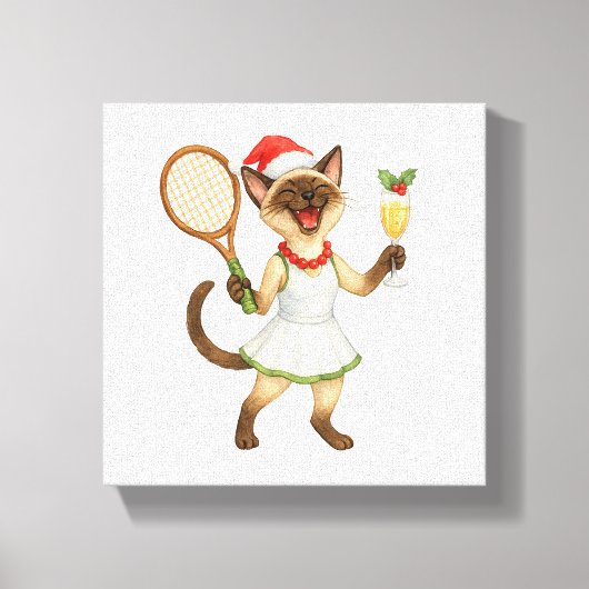 Tennis Christmas themed for Cat Lovers キャンバスプリント (正面)