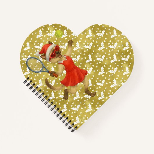 Tennis Christmas themed for Cat Lovers  ノートブック (正面)