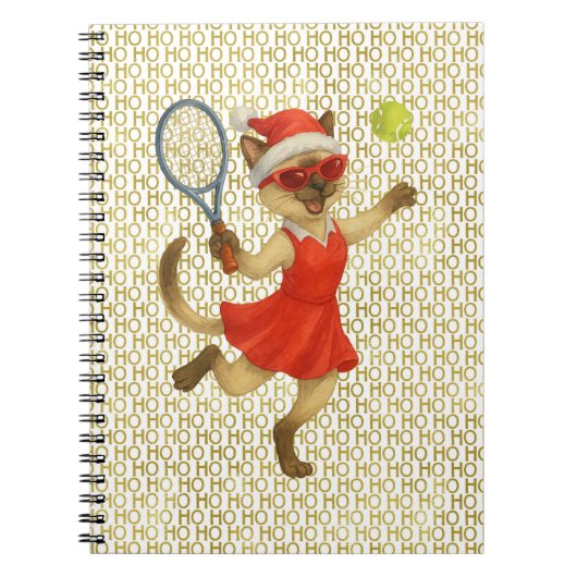 Tennis Christmas themed for Cat Lovers  ノートブック (正面)